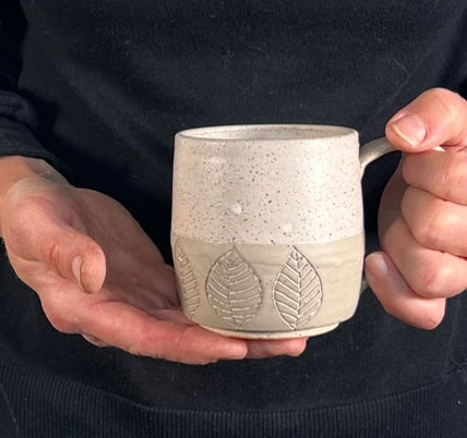 Textured Carved Leaves Mug
