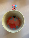 Handbuilt Stoneware Pottery Mug — Red & Blue